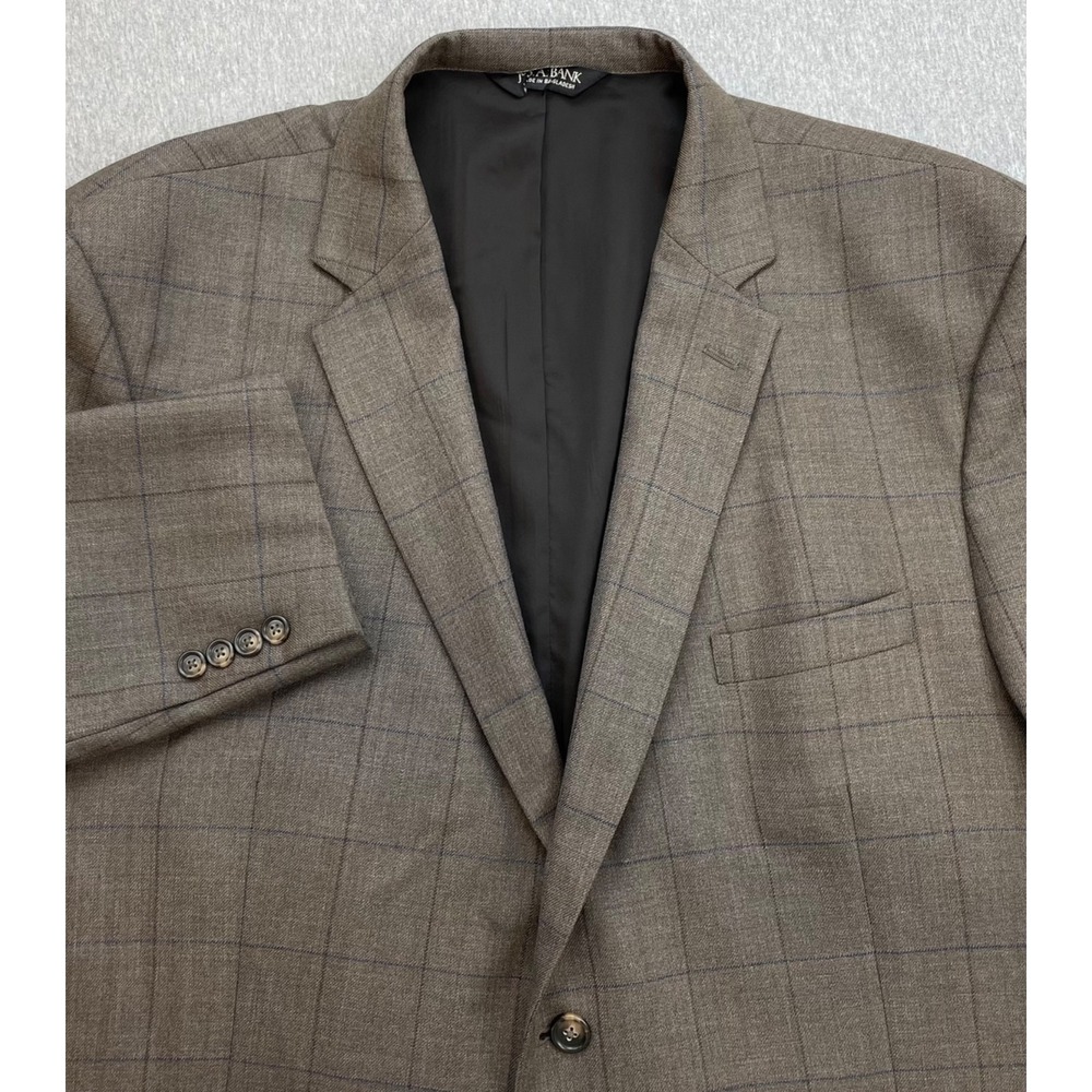 Jos A Bank Blazer Mens 50R Windowpane 100% Wool 2-Button Single Breast